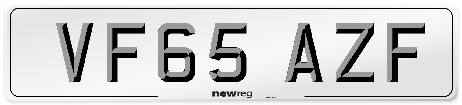 VF65 AZF Number Plate from New Reg